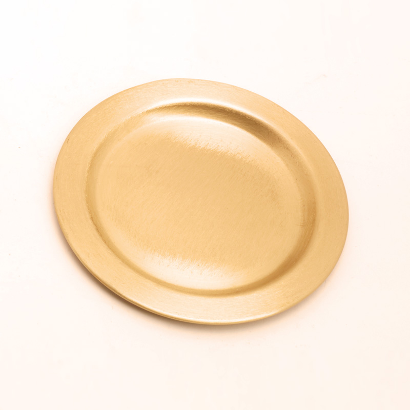 Kerzenteller rund, gold matt, leicht, 11 cm