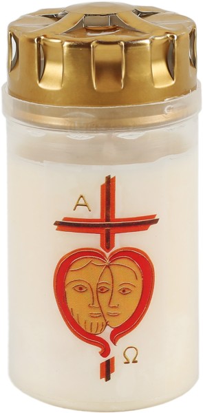 20 Osterlichter, Kreuz, zwei Gesichter, Alpha und Omega, Brenndauer 2,5 Tage