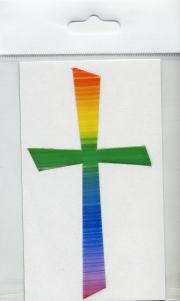 Wachsauflage, Kreuz 1, Regenbogen, mc, 105x57mm