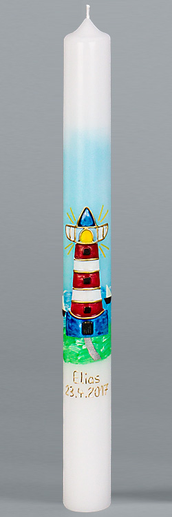Kommunionkerze, 5900, Leuchtturm, blau, rot, grün, gold, Größe wählbar