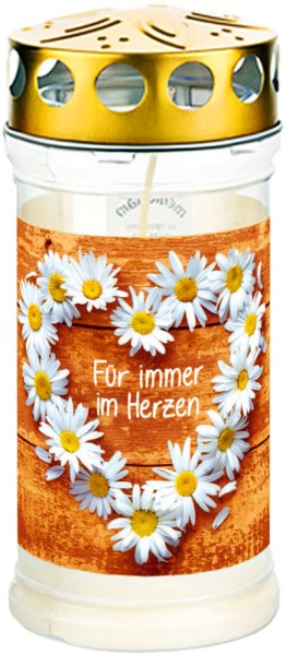 12 Grablichter, Memoriam Nr.414, ~ 4 Tage, Margeriten, mit Deckel