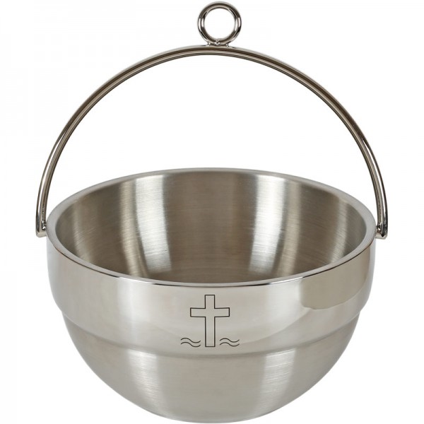 Weihwassertragekessel, Ø=18cm, Edelstahl, silber, ohne Fuß