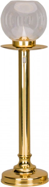 Tischflambeauxset, 40cm, glatt, Messing, inkl. Tropfschale, inkl. Glas