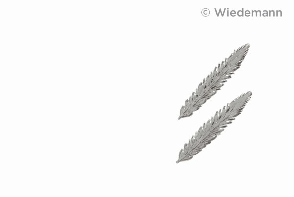 2 Wachsauflagen, Verzierornamente, Ähren, 45x9 mm, glanzsilber