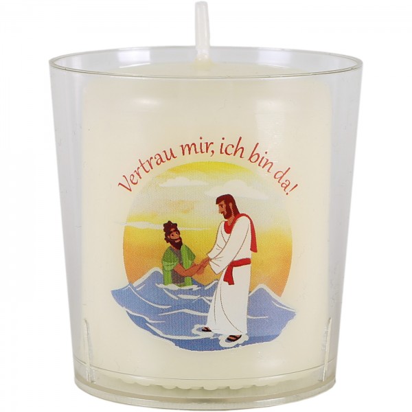 Fotokerze + Becher, 60x50, Vertrau mir, ich bin da!
