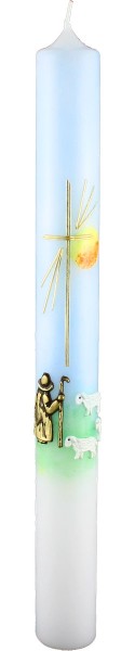 Kommunionkerze, 5812, guter Hirte, grün, blau, gold, Größe wählbar