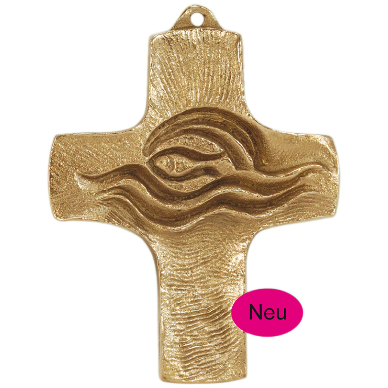 Bronzekreuz, 802040, Fisch / Wasser, 8,9 x 7,2 cm