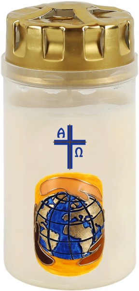 20 Osterlichter, Welt in Gottes Hand, Kreuz, Alpha, Omega, Brenndauer 2,5 Tage