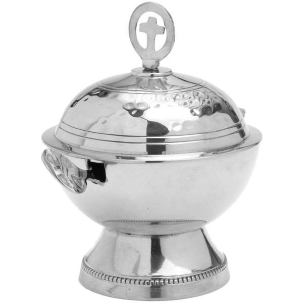 Schiffchen, Messing vernickelt, Deckel m. Scharnier
