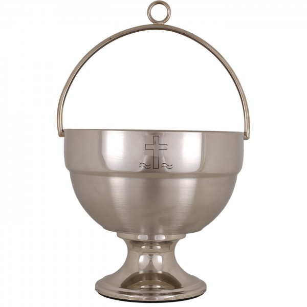 Weihwassertragekessel, Ø=18cm, Edelstahl, silber, mit Fuß